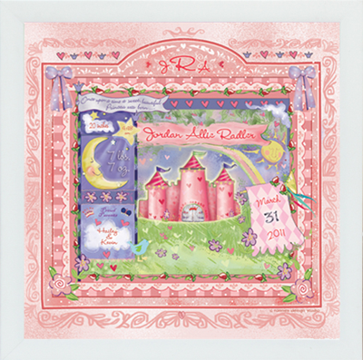 Princess Pink Castle Once Upon a Time Girl Very Special Newborn Gift Customized Nursery Wall Decor